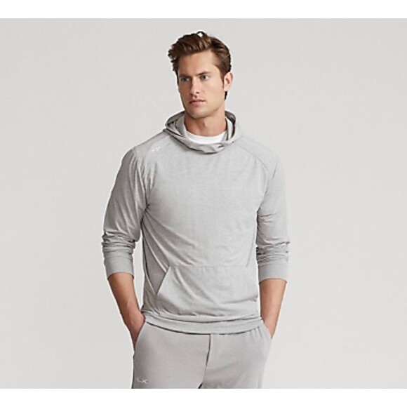 RLX Ralph Lauren Stretch Jersey Hoodie Men's Size S Gray Performance Lightweight - Picture 1 of 13